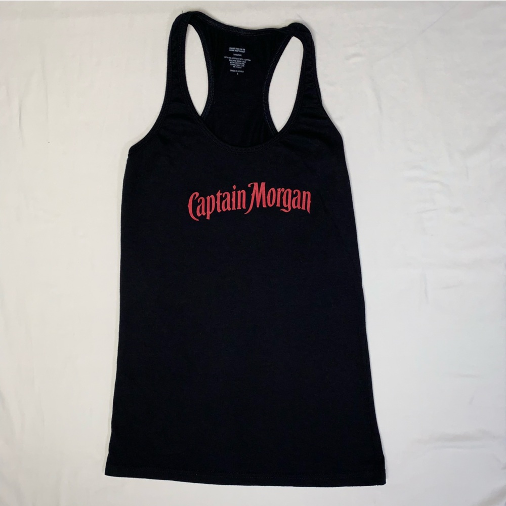 Captain Morgan Tank Top Womens Small Black Red Rum Alcohol Drink Party Promotion
